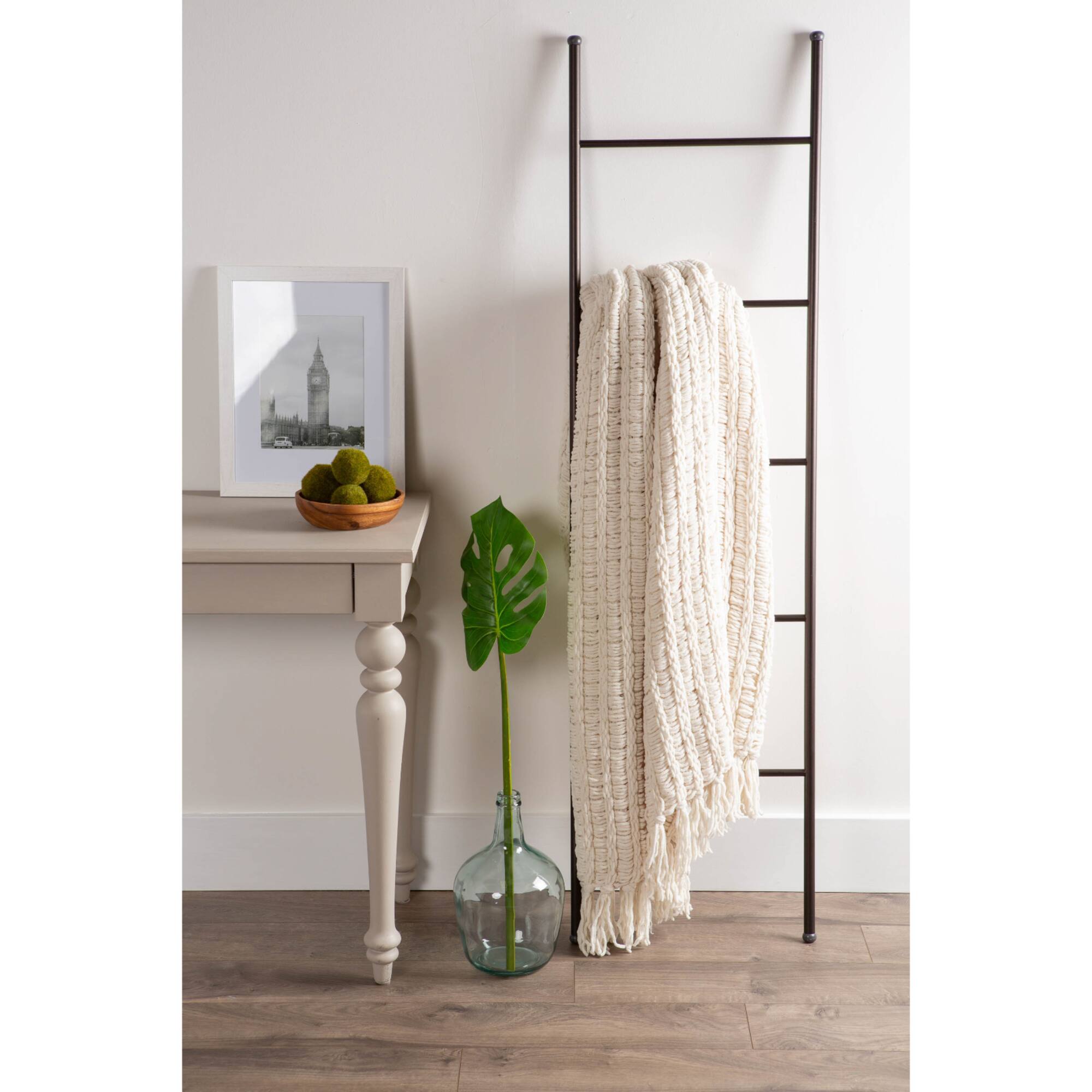 Chenille Luxury Tassel Throw Cream"